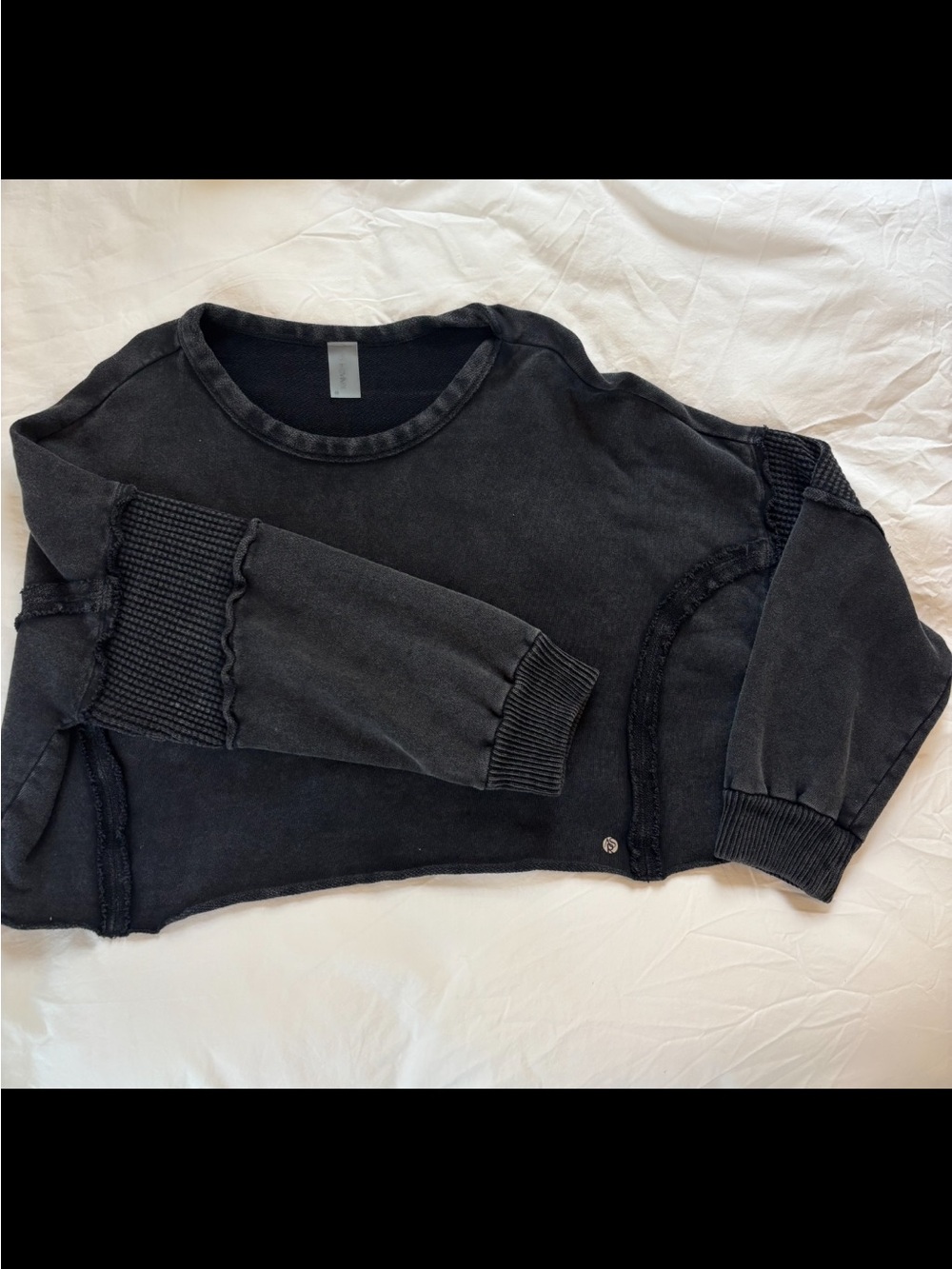 Altar'd State Washed Black Cropped Sweatshirt